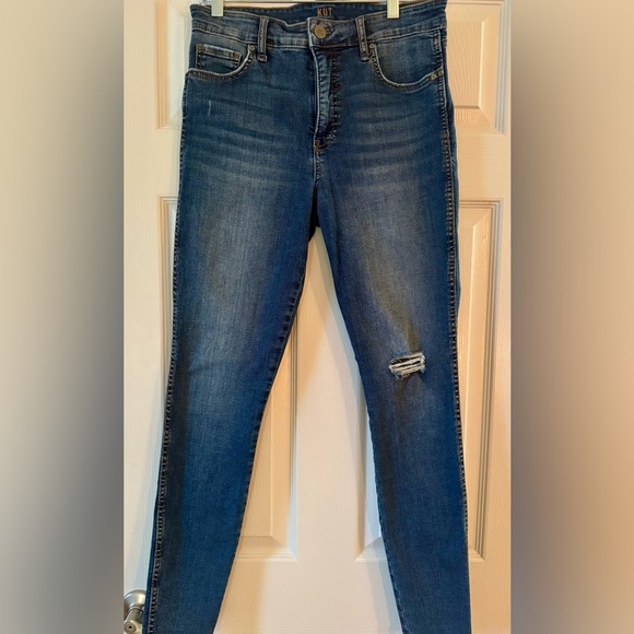KUT from the Kloth Medium Wash Mid Rise Distressed Ankle Skinny Jeans sz 8 - Picture 1 of 6